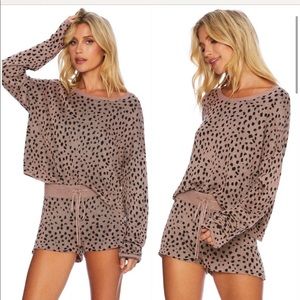 BEACH RIOT LEOPARD SWEATER & SHORTS SET